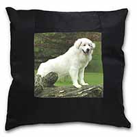Pyrenean Mountain Dog Black Satin Feel Scatter Cushion