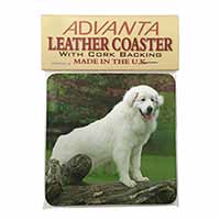 Pyrenean Mountain Dog Single Leather Photo Coaster