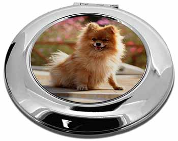 Pomeranian Dog on Decking Make-Up Round Compact Mirror