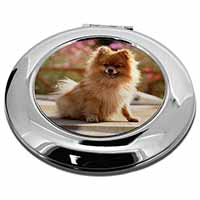 Pomeranian Dog on Decking Make-Up Round Compact Mirror