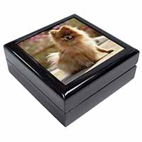 Pomeranian Dog on Decking Keepsake/Jewellery Box