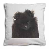Black Pomeranian Dog Soft White Velvet Feel Scatter Cushion