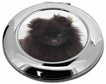 Black Pomeranian Dog Make-Up Round Compact Mirror