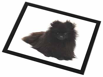 Black Pomeranian Dog Black Rim High Quality Glass Placemat