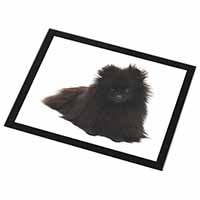 Black Pomeranian Dog Black Rim High Quality Glass Placemat