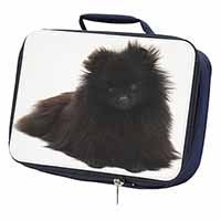 Black Pomeranian Dog Navy Insulated School Lunch Box/Picnic Bag