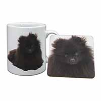 Black Pomeranian Dog Mug and Coaster Set