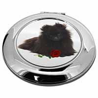 Pomeranian Dog with Red Rose Make-Up Round Compact Mirror