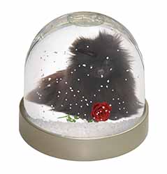 Pomeranian Dog with Red Rose Snow Globe Photo Waterball