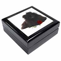 Pomeranian Dog with Red Rose Keepsake/Jewellery Box