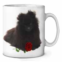 Pomeranian Dog with Red Rose Ceramic 10oz Coffee Mug/Tea Cup
