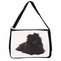 Black Pomeranian Dog Large Black Laptop Shoulder Bag School/College