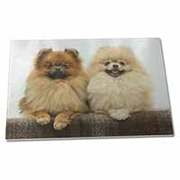 Large Glass Cutting Chopping Board Pomeranian Dogs