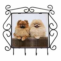 Pomeranian Dogs Wrought Iron Key Holder Hooks