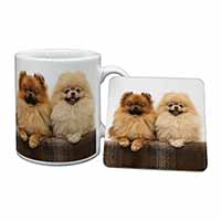 Pomeranian Dogs Mug and Coaster Set