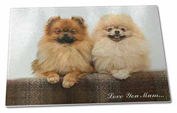 Large Glass Cutting Chopping Board Pomeranian Dogs 