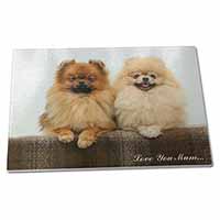 Large Glass Cutting Chopping Board Pomeranian Dogs 