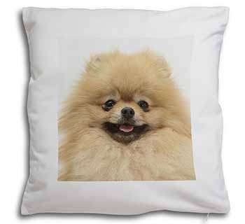 Cream Pomeranian Dog Soft White Velvet Feel Scatter Cushion