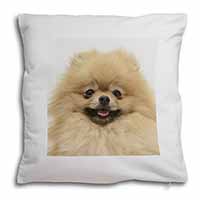 Cream Pomeranian Dog Soft White Velvet Feel Scatter Cushion