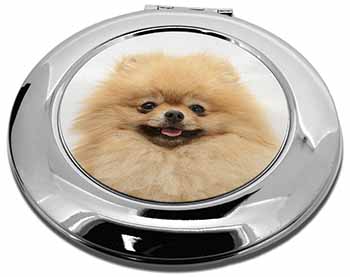 Cream Pomeranian Dog Make-Up Round Compact Mirror