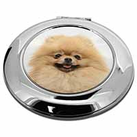 Cream Pomeranian Dog Make-Up Round Compact Mirror