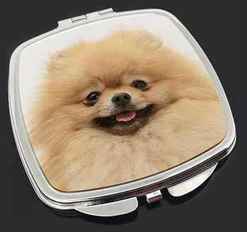Cream Pomeranian Dog Make-Up Compact Mirror