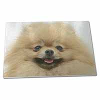 Large Glass Cutting Chopping Board Cream Pomeranian Dog