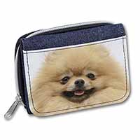 Cream Pomeranian Dog Unisex Denim Purse Wallet