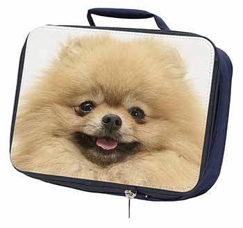 Cream Pomeranian Dog Navy Insulated School Lunch Box/Picnic Bag