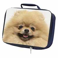 Cream Pomeranian Dog Navy Insulated School Lunch Box/Picnic Bag