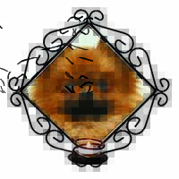 Pomeranian Dog Wrought Iron Wall Art Candle Holder