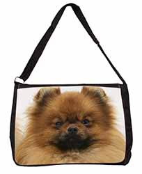 Pomeranian Dog Large Black Laptop Shoulder Bag School/College