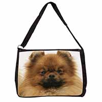 Pomeranian Dog Large Black Laptop Shoulder Bag School/College