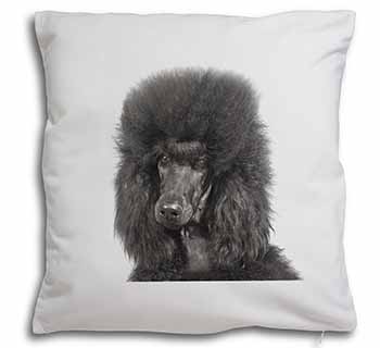 Black Poodle Dog Soft White Velvet Feel Scatter Cushion