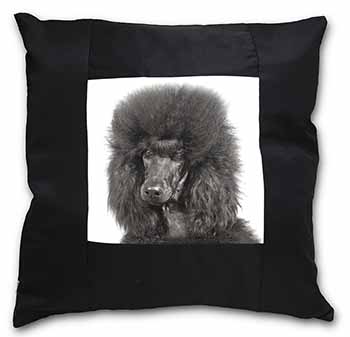 Black Poodle Dog Black Satin Feel Scatter Cushion