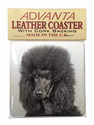 Black Poodle Dog Single Leather Photo Coaster