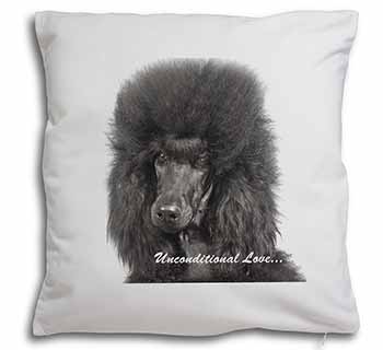 Black Poodle-With Love Soft White Velvet Feel Scatter Cushion