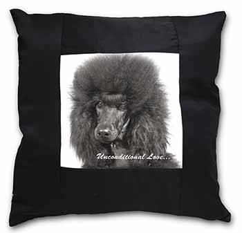 Black Poodle-With Love Black Satin Feel Scatter Cushion