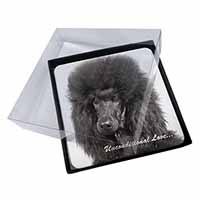 4x Black Poodle-With Love Picture Table Coasters Set in Gift Box - Advanta Group®