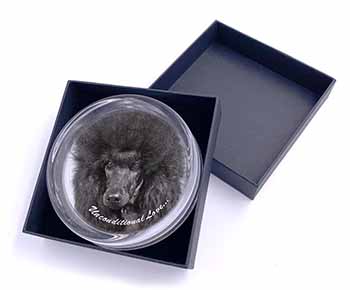 Black Poodle-With Love Glass Paperweight in Gift Box