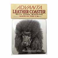 Black Poodle-With Love Single Leather Photo Coaster, Printed Full Colour  - Advanta Group®