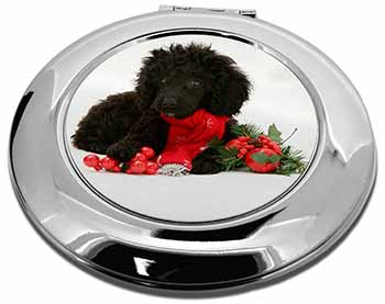 Christmas Poodle Make-Up Round Compact Mirror