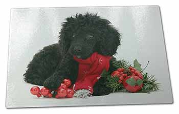 Large Glass Cutting Chopping Board Christmas Poodle