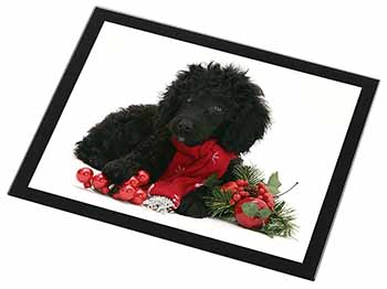 Christmas Poodle Black Rim High Quality Glass Placemat