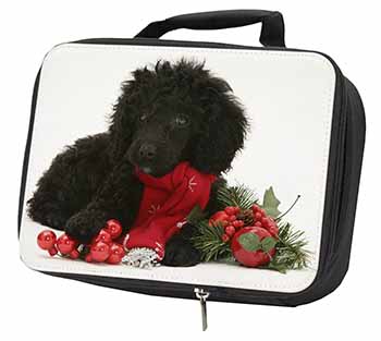 Christmas Poodle Black Insulated School Lunch Box/Picnic Bag