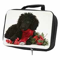 Christmas Poodle Black Insulated School Lunch Box/Picnic Bag