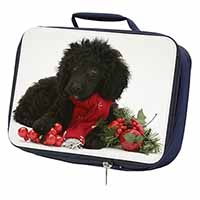 Christmas Poodle Navy Insulated School Lunch Box/Picnic Bag