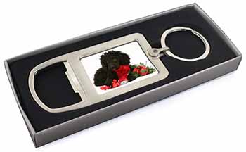 Christmas Poodle Chrome Metal Bottle Opener Keyring in Box