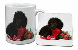 Christmas Poodle Mug and Coaster Set
