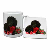 Christmas Poodle Mug and Coaster Set